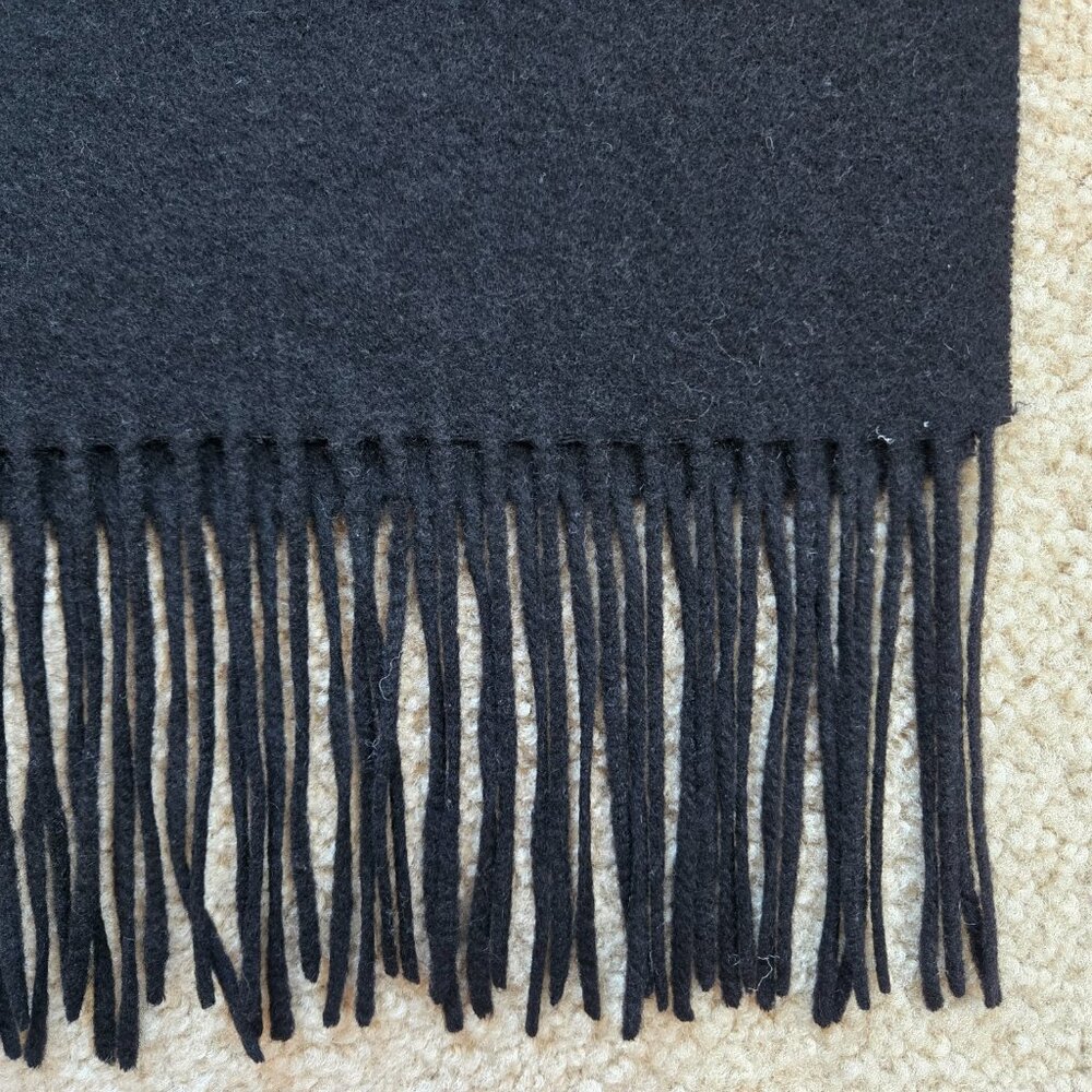 Ann Taylor Woven Cashmere Fringe Scarf Black - Picture 2 of 11
